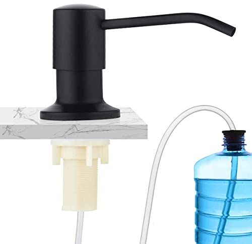 Dispensador de Jabón de Cocina, Acero Inoxidable Dosificador de Loción, Negro Dispensador de Detergente de Cocina, Dispensador de Jabón para Fregadero con Manguera de Extensión de 1,2 m