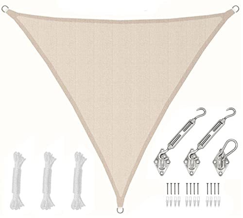 AMANKA 3x3x3 Voile d'Ombrage Triangulaire Respirante - Toile de Jardin UV avec Fixation Acier INOX