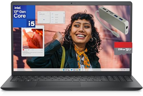Dell Ordenador portátil con pantalla táctil de 15.6 pulgadas, 16 GB de RAM, 0.75 TB de almacenamiento (SSD de 512 GB + estación de acoplamiento de 256 GB), Intel i5-1334U de 10 núcleos (Beat i7-1250U