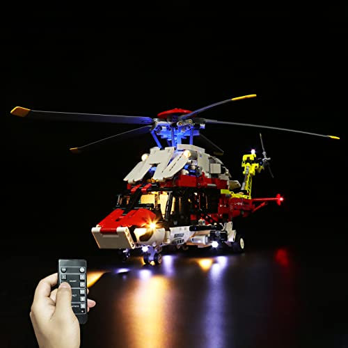 LocoLee Led Licht Set Kompatibel mit Lego H175 Rettungshubschrauber, Led Beleuchtungs Set Compatible with Lego 42145 Technic Airbus H175 - Nur Lichter Set, Kein Modell (Fernbedienung)