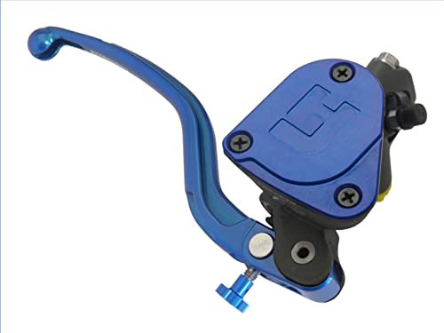 Pompa Freno Forgiata 16X16 Con Vaschetta Integrata,Leva Fissa Lunga Blu (Pomello+Leva) per Ducati Scrambler Classic dal 2015 al 2018, CC 800