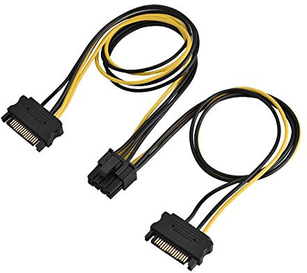 Akozon Single SATA Kabel, 15 Pin Single SATA Männlich Bis 8 Power Express Netzteil Adapter Kabel 0,2 M in der Lage, Video Weiblich PCI-E PCI (Dual-SATA 0,4 m)