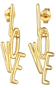 Elli Ohrringe Damen Ohrstecker Love Liebe in 925 Sterling Silber vergoldet