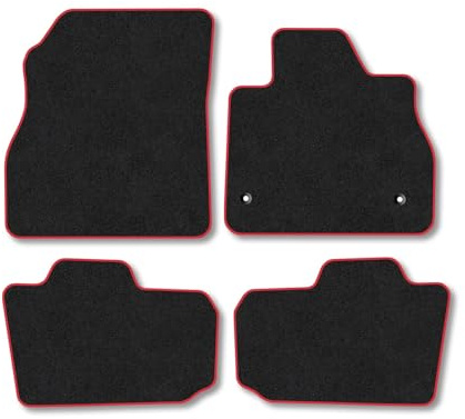 Nissan Leaf (2010-2018) Car Mats Accessories Tailored Fit Carpet Floor Mats Non Slip Red Trim Accessory Compatible Front Rear Set Anti Slip Backing Custom Fit Hand-Finished Full Coverage Clips