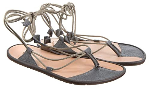 Magical Shoes Barfußschuhe Damen, Sommersandalen mit Riemchen, Sandalen Barfuß Frauen, Ledersandalen flach, Schuhe Barefoot Sandals, Barfußsandalen leicht, Damensandalen Grau, Gr. 39, Moana
