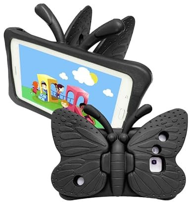Funda para tablet Samsung Galaxy Tab 3 4 7.0 P3200 P230 T210/Tab3 Lite T110/T280 T285/P6200 P6210, apta para niños, EVA ligera, diseño de mariposa, protección de cámara a prueba de golpes, color negro