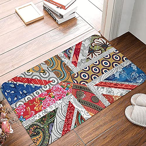 Zerbino Union Jack Flag Regno Unito Mandala Art Tappetino da Bagno Antisporco Zerbino Ingresso Esterno Resistente Tappeto Ingresso Casa per Giardino Interno Esterno 40X60Cm