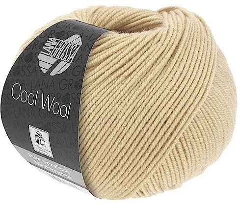 LANA GROSSA Cool Wool Uni | Extrafeine Merinowolle waschmaschinenfest und filzfrei | Handstrickgarn aus 100% Schurwolle (Merino extrafein) | 50g Wolle zum Stricken & Häkeln | 160m Garn FB 2107