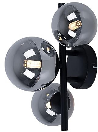 Deckenleuchte mit Glas Strahler Kugel Deckenlampen Glaskugeln Esstisch, LED schwarz 3 flammig, 3x 3,5 W 3x 350lm 3000K, BxH 21x28 cm