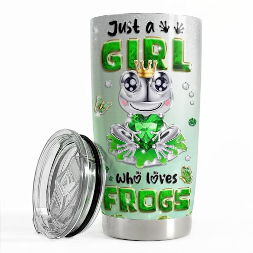 Frog Tumbler 20oz Girl Who Loves Frogs Cup Stainless Steel Insulated Tumblers Coffee Travel Mug for Girls Teen Gift for Birthday Christmas