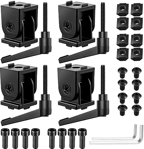 JiGiU Gelenkverbinder Winkelverbinder Schwarz für 2020 Aluprofil 6mm Schlitz Einstellbar Gelenk mit Klemmhebel Drehgelenk für 3D Drucker Aluminium Extrusion Profil nach europäischem Standard (4er Set)