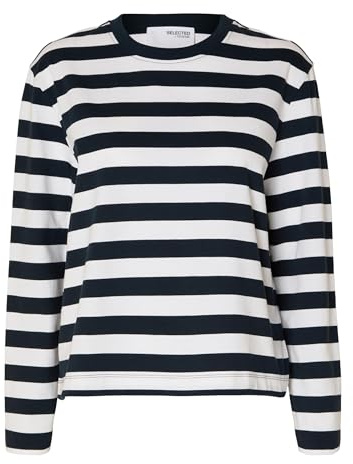 SELECTED FEMME Damen Slfessential Ls Striped Boxy Tee Noos Langarmshirt