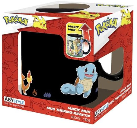 Schiggy - Tasse - Glumanda - Thermoeffekt Kaffeebecher Evolution - Bisasam Mug - Keramik - 460ml - Schwarz - Geschenkbox