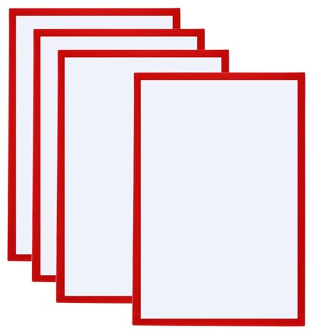 PATIKIL 4 Piezas A3 Marcos Magnéticos Autoadhesivos, Portafotos Información Marco Foto Marco Cierre Magnético para Postales, Notas, Dibujos, Transparente, Rojo