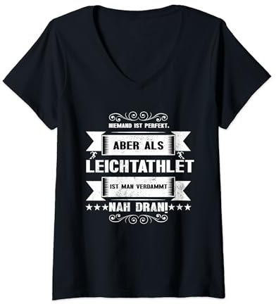 Niemand ist perfekt - lustiges Leichtathletik Leichtathlet T-Shirt mit V-Ausschnitt