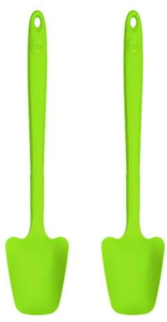 Kochblume Restelöffel M | Flexibles Silikon & Edelstahl | 25cm | BPA-frei, Hitzebeständig bis 260°C, Spülmaschinenfest | Ideal für Nutella, Marmelade, Babygerecht | Farbe: Limette, 2er Set