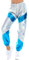 Hosen Damen Hose Mit Gummizug Und Seiten Tasche Schrittlänge Jogger High Lange elastische (A-White, L)