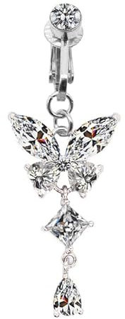 Faux piercing de nombril à clipser pour nombril ombilical, M, Plastique