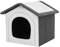 Hundehöhle Hundehütte Hundebett Hundebox - Aschgrau + Schwarzes Oxford - R4: 55 x 60 x 60 cm - Indoor/Outdoor Katzenhütte Hundehaus Hundestrandkorb Hundekorb