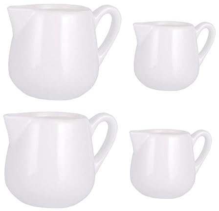 FUNOMOCYA 4-teilige Keramik Milchkännchen Für Cafés Restaurants Hotels Saucenhalter Sirupspender