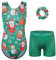 ZNYUNE Mädchen Turnanzug mit hose Haarband Set gymnastikanzug Kinder Shorts trikot turnen Ärmellos/Langarm Kleidung klassisch Turnbody B369 GreenSnowman 10A