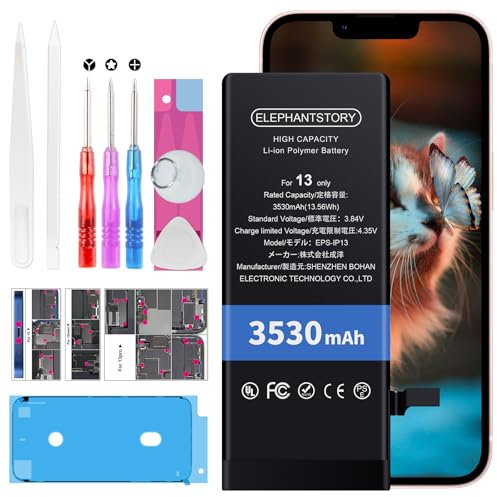 Batteria per Phone 13 0 cicli 3530 mAh Batteria interna per modello A2482 A2631 A2634 A2635 A2633 con strumento di riparazione completo e manuale di installazione
