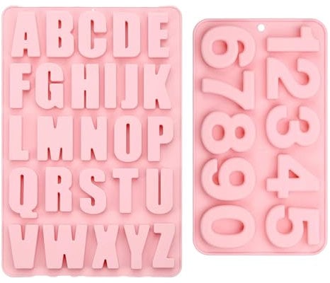 Letter and Number Silicone Molds,2 pcs Alphabet Silicone Mould 0-9 Number A-Z Letter Set for Birthday Cake Chocolate DIY Baking Cake Decoration Candy Fondant Symbols