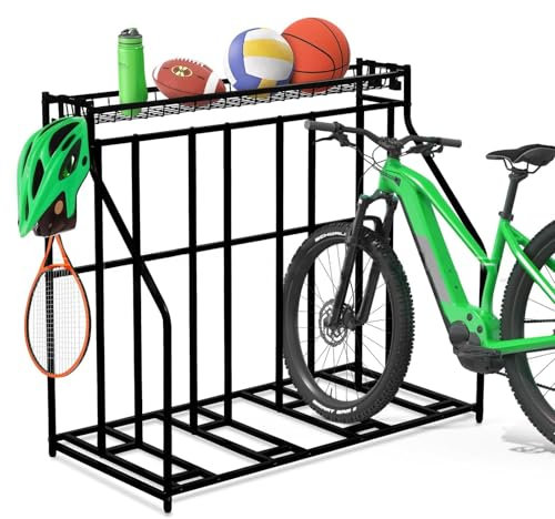 Kapler Fahrradständer Bodenständer Stahl freistehend： Breiter Korb verstellbare Haken einfache Montage — Für Familien und Radsportfans Garage Keller Hausflur