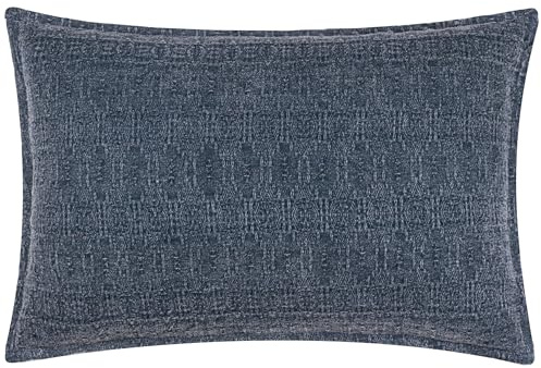 Yard Ramas Jacquard Polyester Filled Cushion (Indigo, 40 x 60 cm) | Textured jacquard weave with a refined geometric design with a soft polyester filling for modern interiors