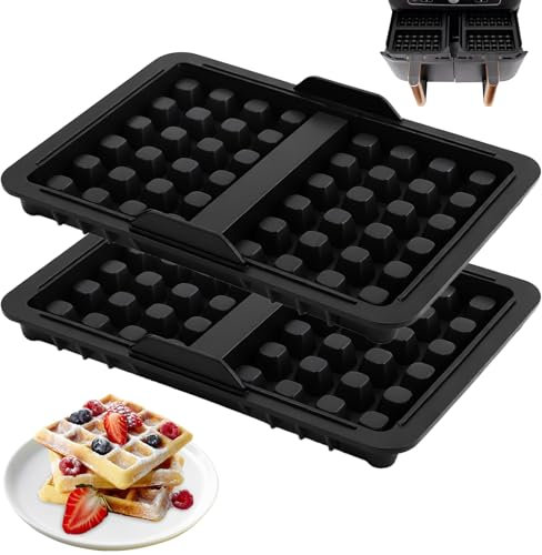 Lot de 2 accessoires de friteuse à air chaud, en silicone, moule gaufré belge pour Ninja AF300EU, AF400EU, AF451EU, AF500DE, SL400EU, réutilisables, accessoires de friteuse à air chaud Dual Zone pour