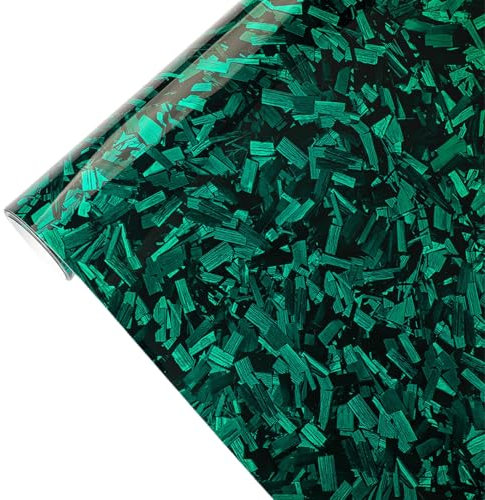 CompraFun Forged Carbon Folie, Autofolie aus Vinyl Selbstklebend Blasenfrei, Auto Folierung Folie für DIY Dekoration Auto Motorrad Fahrrad Lackschutzfolien (Grün Glanz, 30 x 150CM)