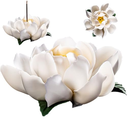 Lotus Blumenkerzenhalter - Keramik Lotus Blütenstil Teelichthalterin, Elegante weiße Dekoration für Heimtischtischplatten