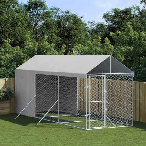 Massbinet Hühnerkäfig Außengehege Freilaufgehege Hühnerstall Hasenstall Geflügelhaltung Käfig Kleintiergehege Voliere Verzinkter 2 x 6 x 2.5 m mit Dach und Seitenwände