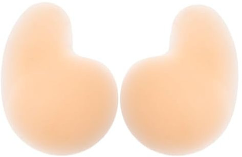 mhinese Silicone Sticky Bra for Women - Reusable Adhesive Push Up Bra, Invisible Strapless Backless Bra for Large Breasts (A/B Cup), Comfortable & Waterproof Boobie Tape for Sports, Wedding Beige