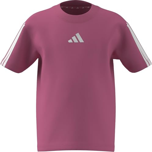 adidas Unisex Kids Essentials 3 Stripes Sleeve T-Shirt, pink Fusion/White, 5-6 Years