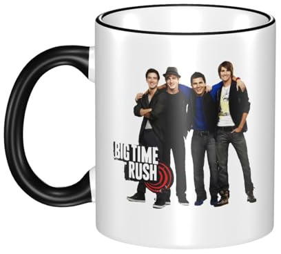 GLOPANTE Color Rim Time Kaffeetasse aus Keramik, Motiv: Rock-Musik, Boy Band Rush, 325 ml, Teetasse mit Griff, ausgezeichnetes Geschenk für Männer und Frauen