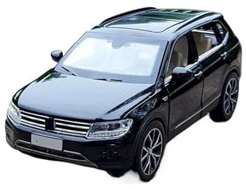 1 32 Für VW Tiguan L SUV Legierung Automodell Druckguss Metall Spielzeugfahrzeuge Automodell Simulation Sound Light Druckgussmodelle Motorfahrzeuge(Schwarz)
