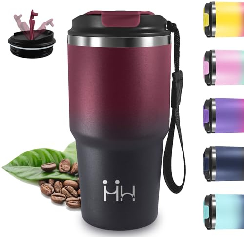 Vaso Termico, 20oz Termo Cafe, sin BPA, Taza Termica, Acero Inoxidable 18/8, Vaso Termo a Prueba de Fugas, Mantiene 8H Frio/6H Calor, Doble Aislamiento, para Viajes, Gimnasio, Cafetería, Oficina