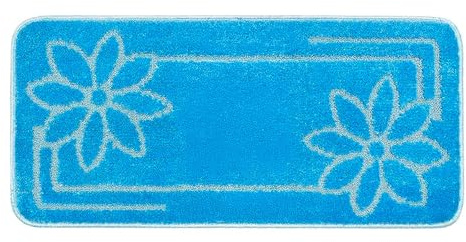 PARAMAISON Tappeto Bagno Antiscivolo 50x80 cm, Tappetino Fiori Morbido Assorbente Scendibagno Asciugapassi | Celeste