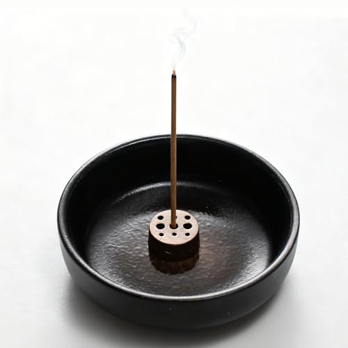 Urban Nest Keramik Räucherstäbchenhalter – Handgefertigtes Räuchergefäß für Stäbchen und Kegel (Farbglasur, 9×9×2 cm)