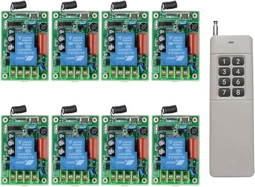 Hoch Reichweite 500M 8 Kanäle AC230V 30A Funkfernsteuerung Hochleistung Kabellose Fernbedienungsschalter System Funkempfänger Funkschalter Lichtschalter Set Haushaltsgeräte