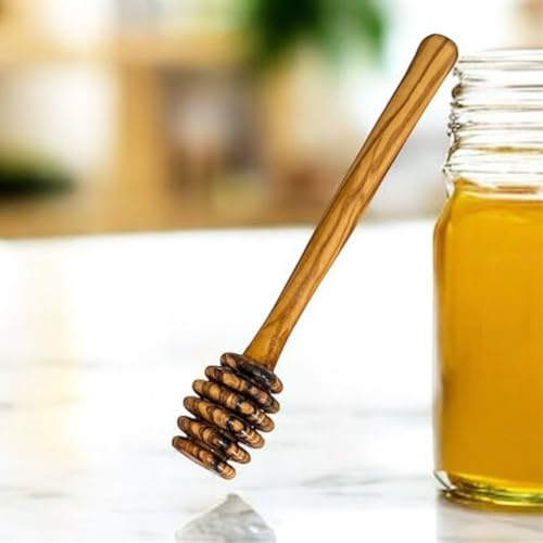 Cartava Handgefertigter Honiglöffel aus Olivenholz, nachhaltig und natürlich verarbeitet (14 cm)