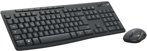 SIMPLETEK - Silent Wireless Optische Tastatur und Maus Kit | Deutsches DE QWERTZ-Layout | 10m Reichweite 2.4GHz | Plug & Play