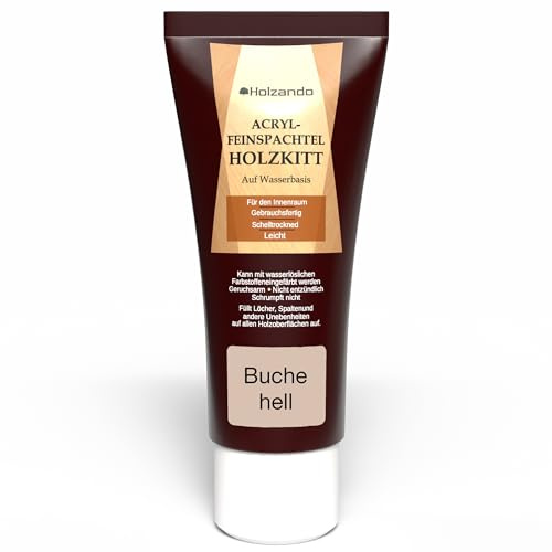 Holzando® Acryl Holzkitt Feinspachtel für Holz, OSB und Wände Buche hell 20, 250gr Tube