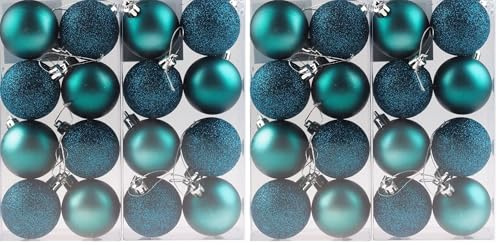 10cm/6Pcs Christmas Baubles Shatterproof Teal Blue, Christmas Tree Decorations Ball Ornaments Balls Xmas Hanging Decorations Holiday Decor - Shiny,Matte,Glitter (Pack of 2)