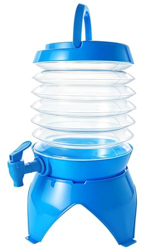 Yeelua 5.5L Collapsible Water Dispenser, Reusable Plastic Drink Dispenser with Tap, Portable Drink Container, for Party Drink, Chilled Juice, Cocktails