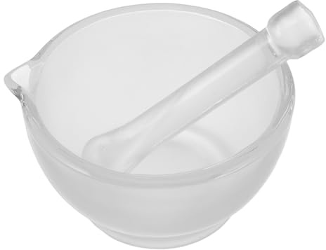 MAGICLULU Mortier de Laboratoire pour Broyage Scientifique en Verre Blanc | Pilon Assorti, Usage Scientifique et Diy, Résistance à Corrosion, Précision Accrue