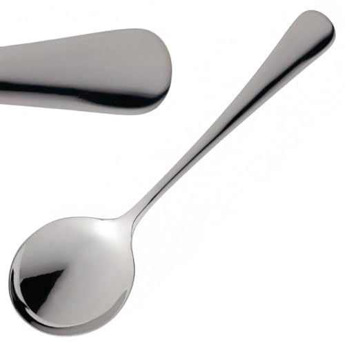Abert CF344 Matisse Soup Spoon (Pack of 12) | Commercial-grade construction provides high corrosion resistance and a long-lasting shine in busy dining environments.