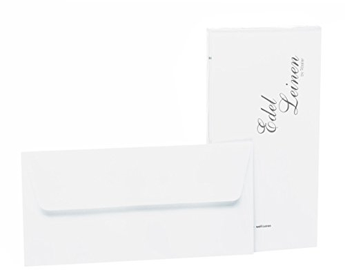 Rössler Papier 2032705002 - Edel Leinen - Briefumschlagpack DIN lang, mit Seidenfutter, 20 Stück, weiß