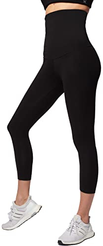 TLC Sport Damen Leichte Bauchkontrolle, hohe Taille, Cropped Leggings Gr. S, Schwarz